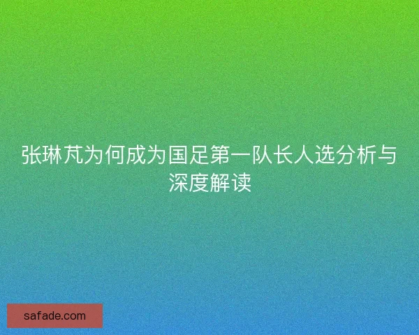 张琳芃为何成为国足第一队长人选分析与深度解读 张琳芃为何成为国足第一队长人选分析与深度解读